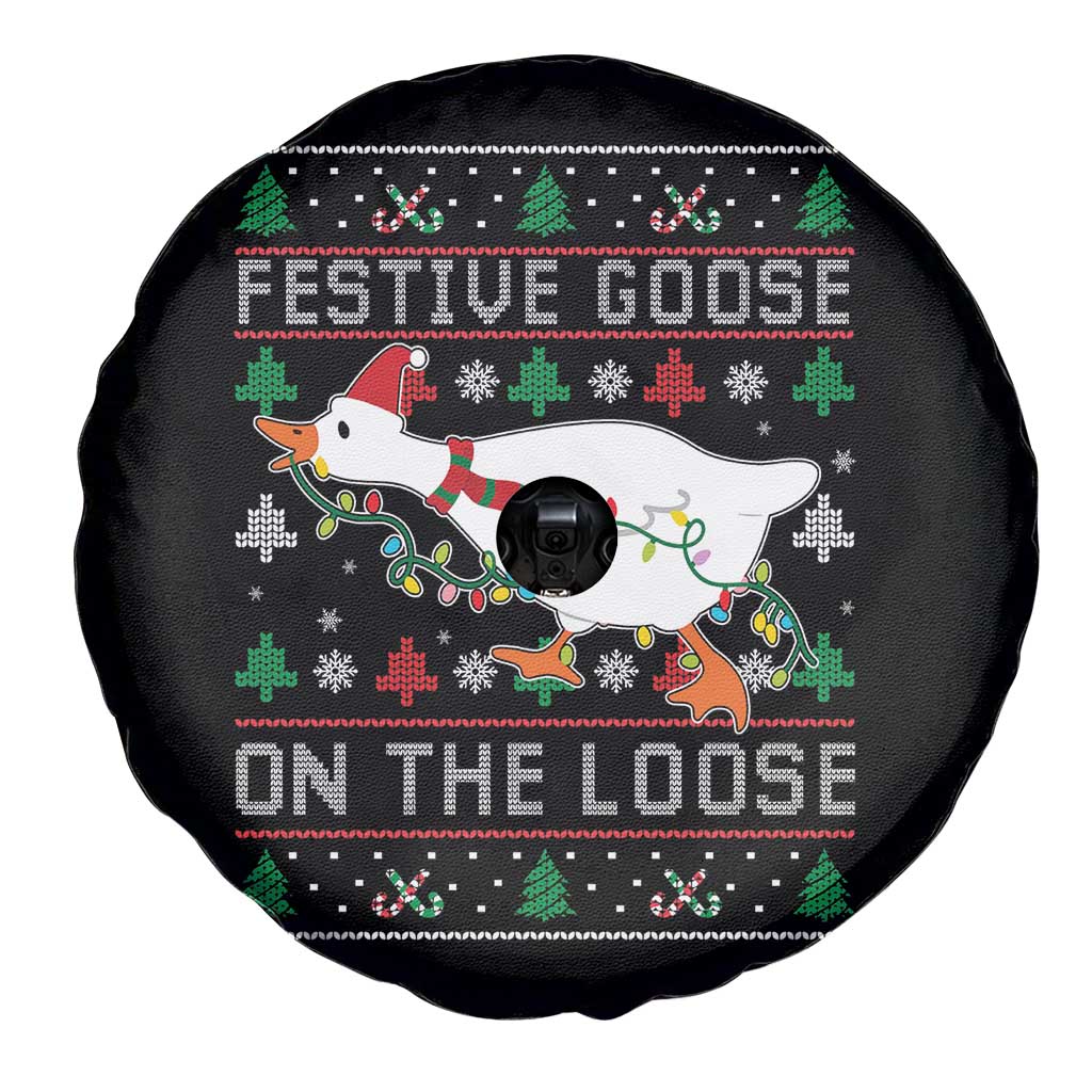 Funny Goose Ugly Christmas Spare Tire Cover Festive Goose On The Loose - Wonder Print Shop