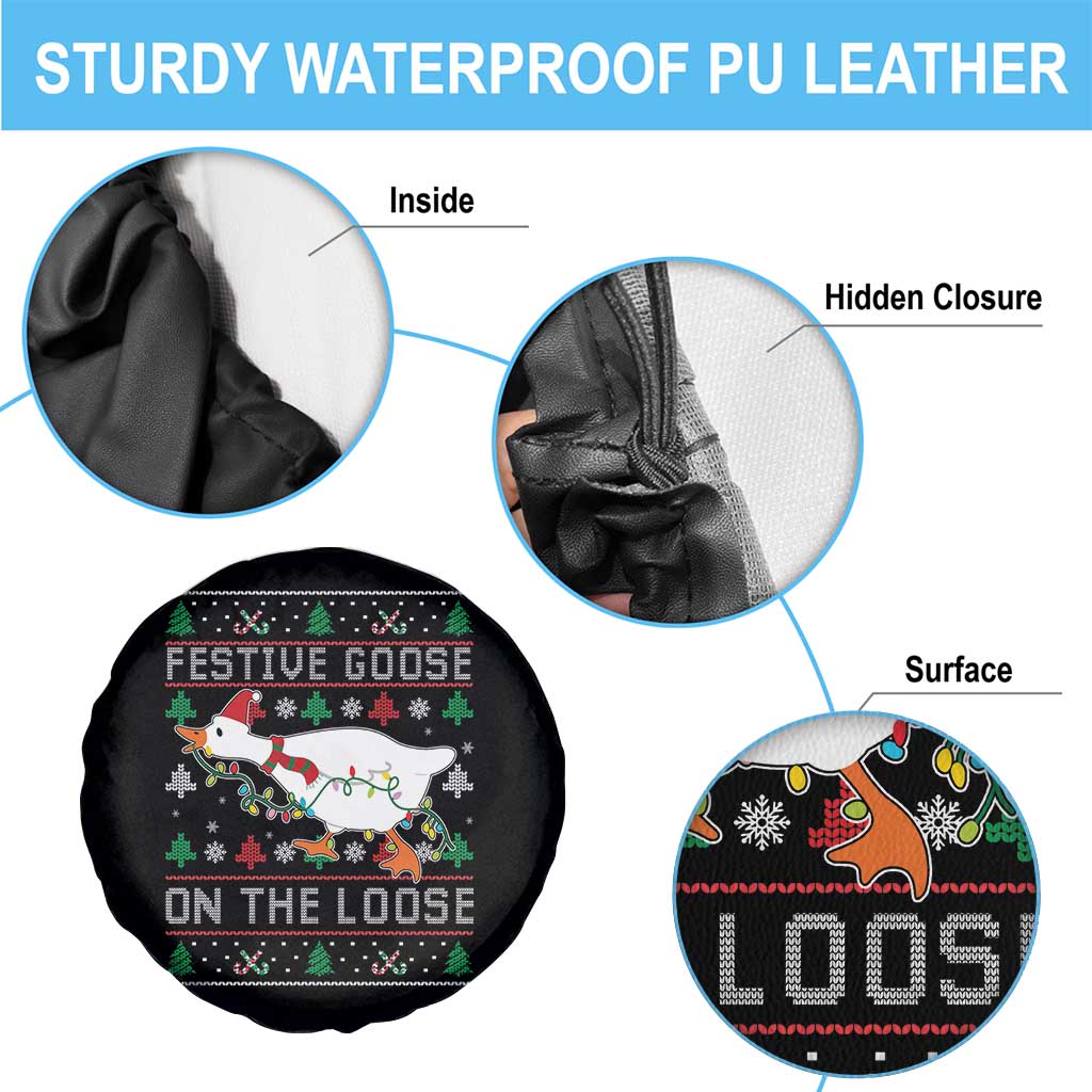 Funny Goose Ugly Christmas Spare Tire Cover Festive Goose On The Loose - Wonder Print Shop