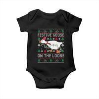 Funny Goose Ugly Christmas Baby Onesie Festive Goose On The Loose - Wonder Print Shop