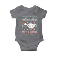 Funny Goose Ugly Christmas Baby Onesie Festive Goose On The Loose - Wonder Print Shop