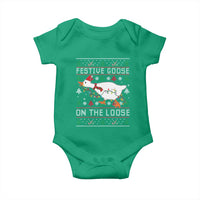 Funny Goose Ugly Christmas Baby Onesie Festive Goose On The Loose - Wonder Print Shop