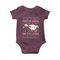 Funny Goose Ugly Christmas Baby Onesie Festive Goose On The Loose - Wonder Print Shop
