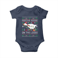 Funny Goose Ugly Christmas Baby Onesie Festive Goose On The Loose - Wonder Print Shop