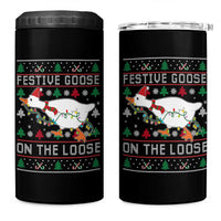 Funny Goose Ugly Christmas 4 in 1 Can Cooler Tumbler Festive Goose On The Loose - Wonder Print Shop
