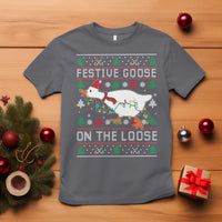 Funny Goose Ugly Christmas T Shirt Festive Goose On The Loose - Wonder Print Shop