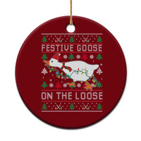 Funny Goose Ugly Christmas Ceramic Ornament Festive Goose On The Loose - Wonder Print Shop