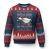 Funny Goose Ugly Xmas Ugly Christmas Sweater Festive Goose On The Loose - Wonder Print Shop