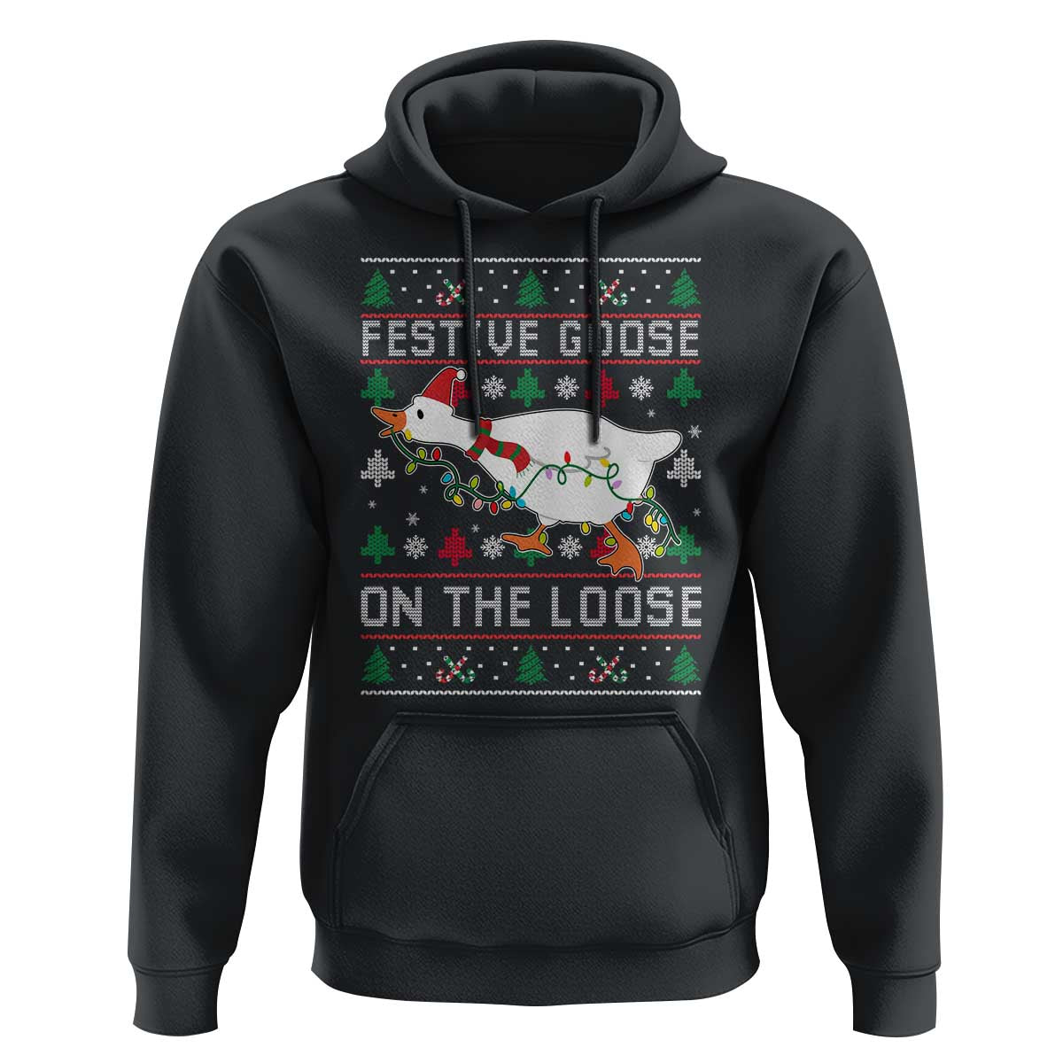 Funny Goose Ugly Christmas Hoodie Festive Goose On The Loose - Wonder Print Shop