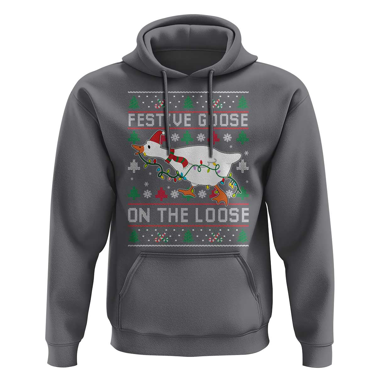 Funny Goose Ugly Christmas Hoodie Festive Goose On The Loose - Wonder Print Shop