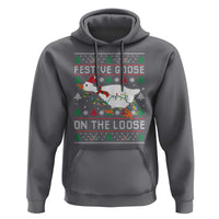 Funny Goose Ugly Christmas Hoodie Festive Goose On The Loose - Wonder Print Shop