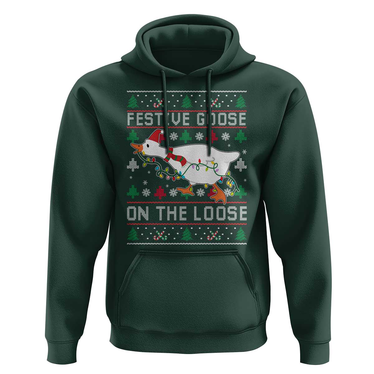 Funny Goose Ugly Christmas Hoodie Festive Goose On The Loose - Wonder Print Shop