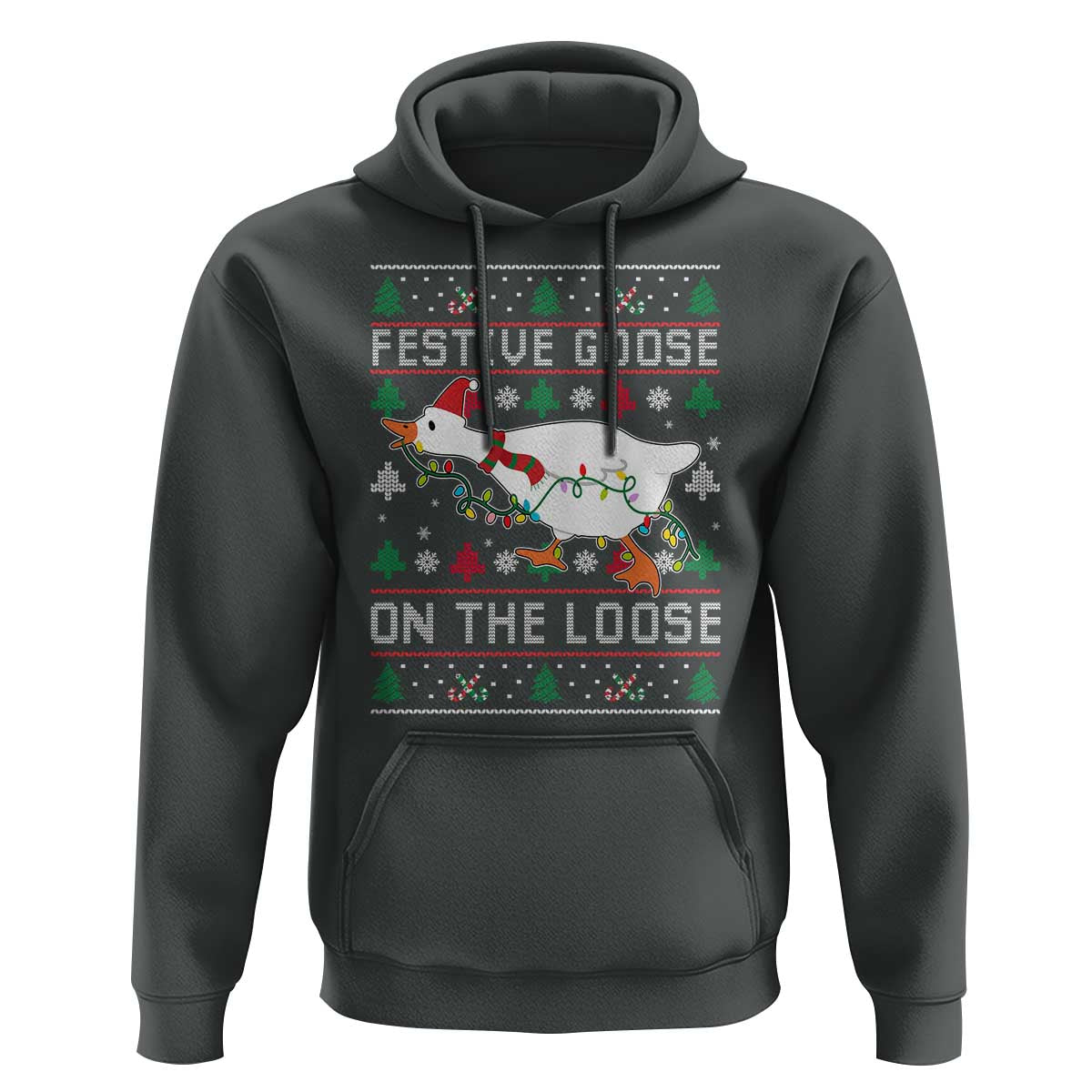 Funny Goose Ugly Christmas Hoodie Festive Goose On The Loose - Wonder Print Shop