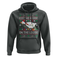 Funny Goose Ugly Christmas Hoodie Festive Goose On The Loose - Wonder Print Shop