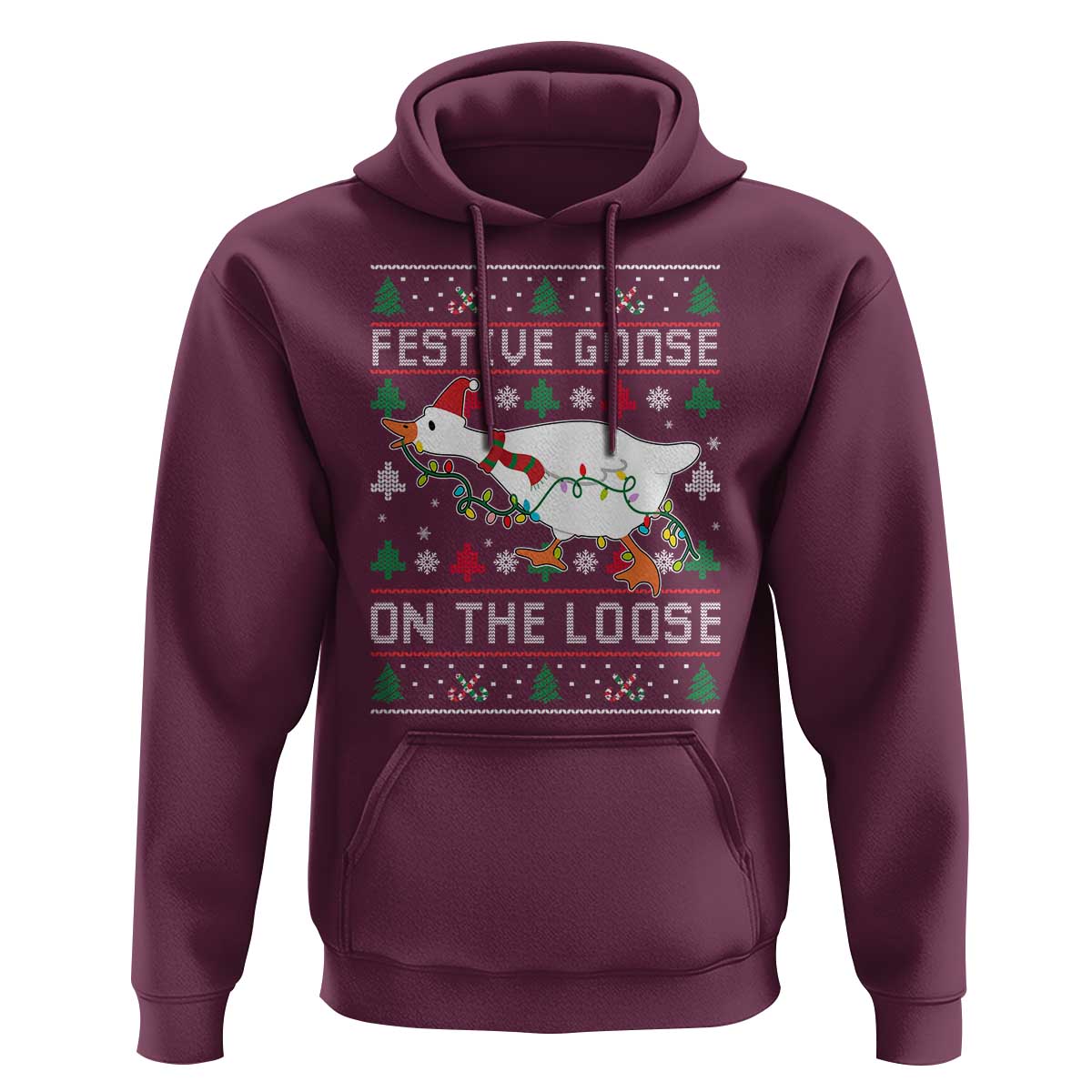 Funny Goose Ugly Christmas Hoodie Festive Goose On The Loose - Wonder Print Shop