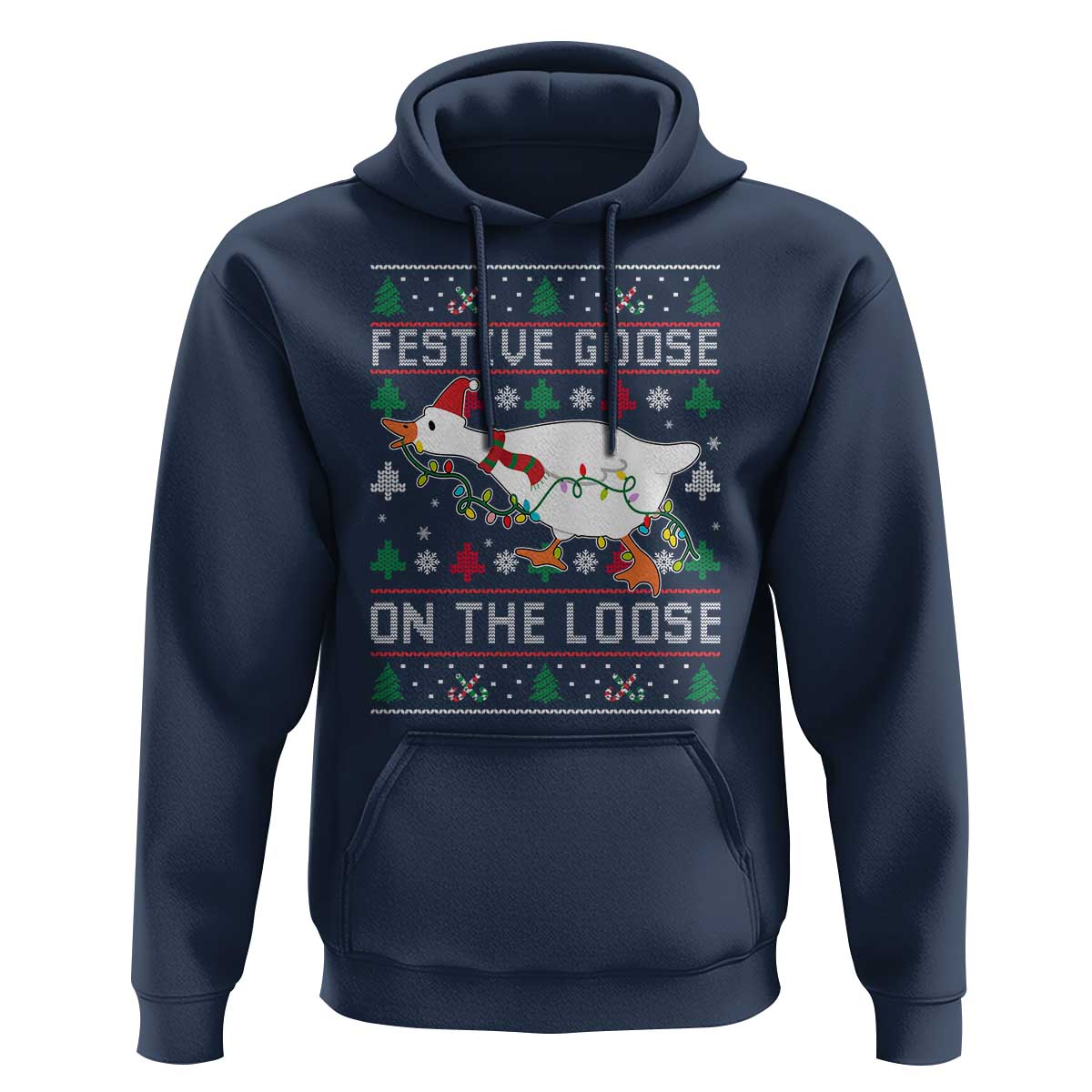 Funny Goose Ugly Christmas Hoodie Festive Goose On The Loose - Wonder Print Shop
