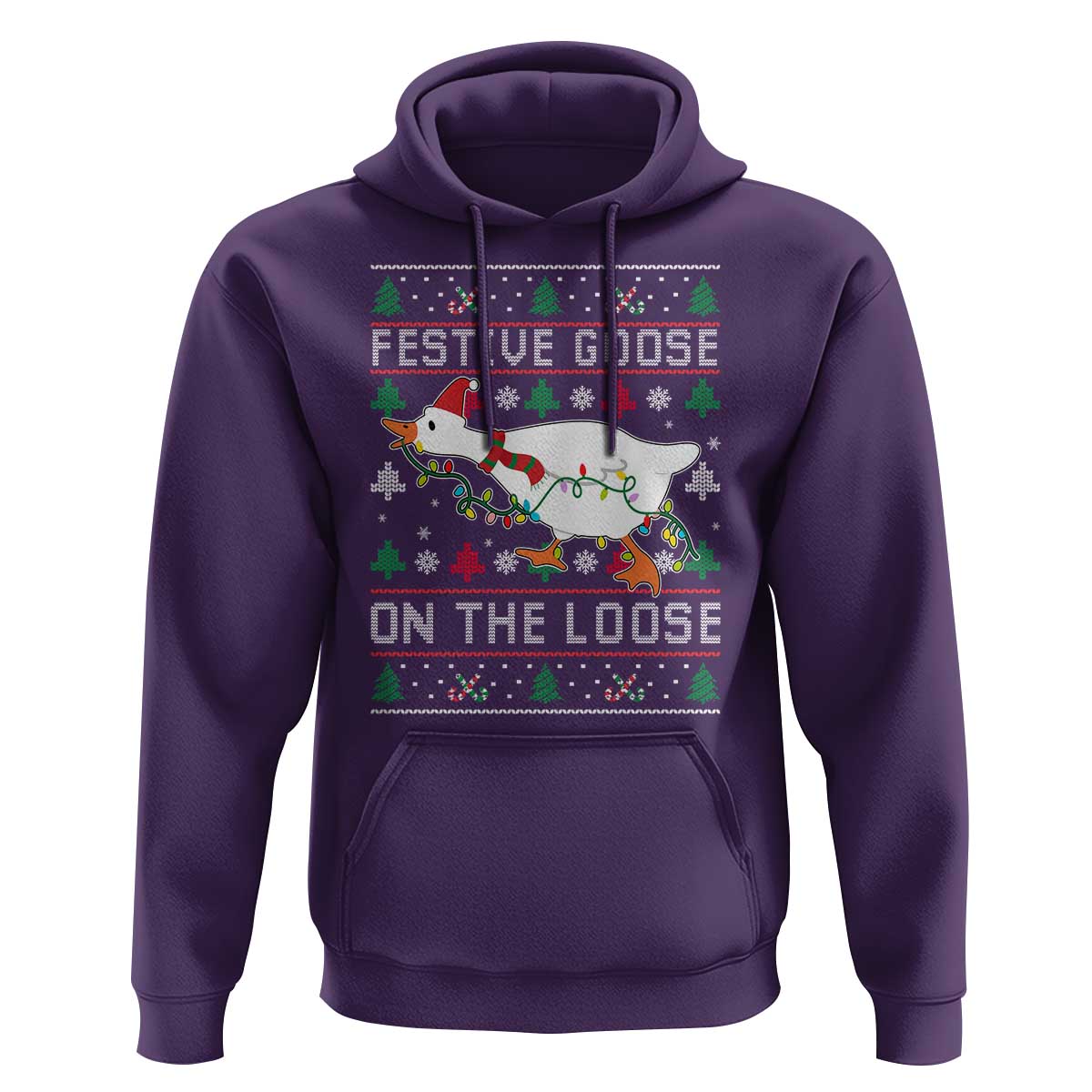 Funny Goose Ugly Christmas Hoodie Festive Goose On The Loose - Wonder Print Shop