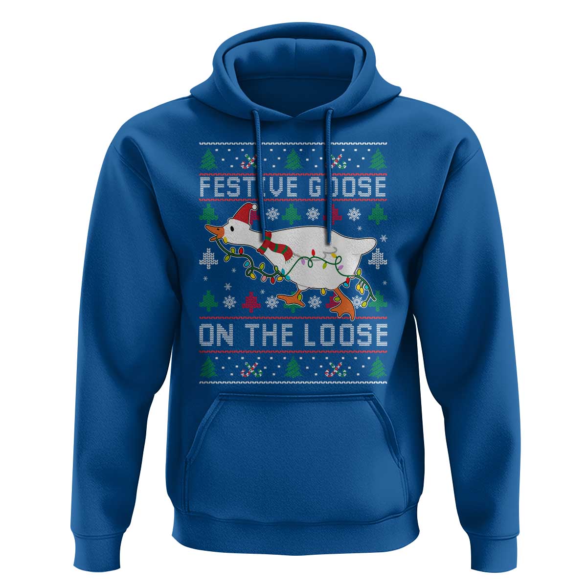 Funny Goose Ugly Christmas Hoodie Festive Goose On The Loose - Wonder Print Shop