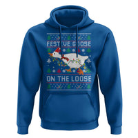 Funny Goose Ugly Christmas Hoodie Festive Goose On The Loose - Wonder Print Shop