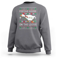 Funny Goose Ugly Christmas Sweatshirt Festive Goose On The Loose - Wonder Print Shop