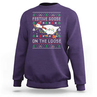 Funny Goose Ugly Christmas Sweatshirt Festive Goose On The Loose - Wonder Print Shop