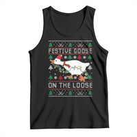 Funny Goose Ugly Christmas Tank Top Festive Goose On The Loose - Wonder Print Shop