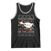 Funny Goose Ugly Christmas Tank Top Festive Goose On The Loose - Wonder Print Shop