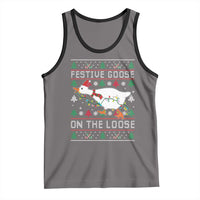 Funny Goose Ugly Christmas Tank Top Festive Goose On The Loose - Wonder Print Shop