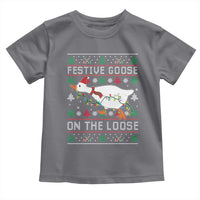 Funny Goose Ugly Christmas Toddler T Shirt Festive Goose On The Loose - Wonder Print Shop