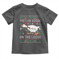 Funny Goose Ugly Christmas Toddler T Shirt Festive Goose On The Loose - Wonder Print Shop