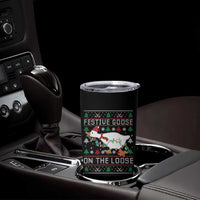 Funny Goose Ugly Christmas Tumbler Cup Festive Goose On The Loose - Wonder Print Shop