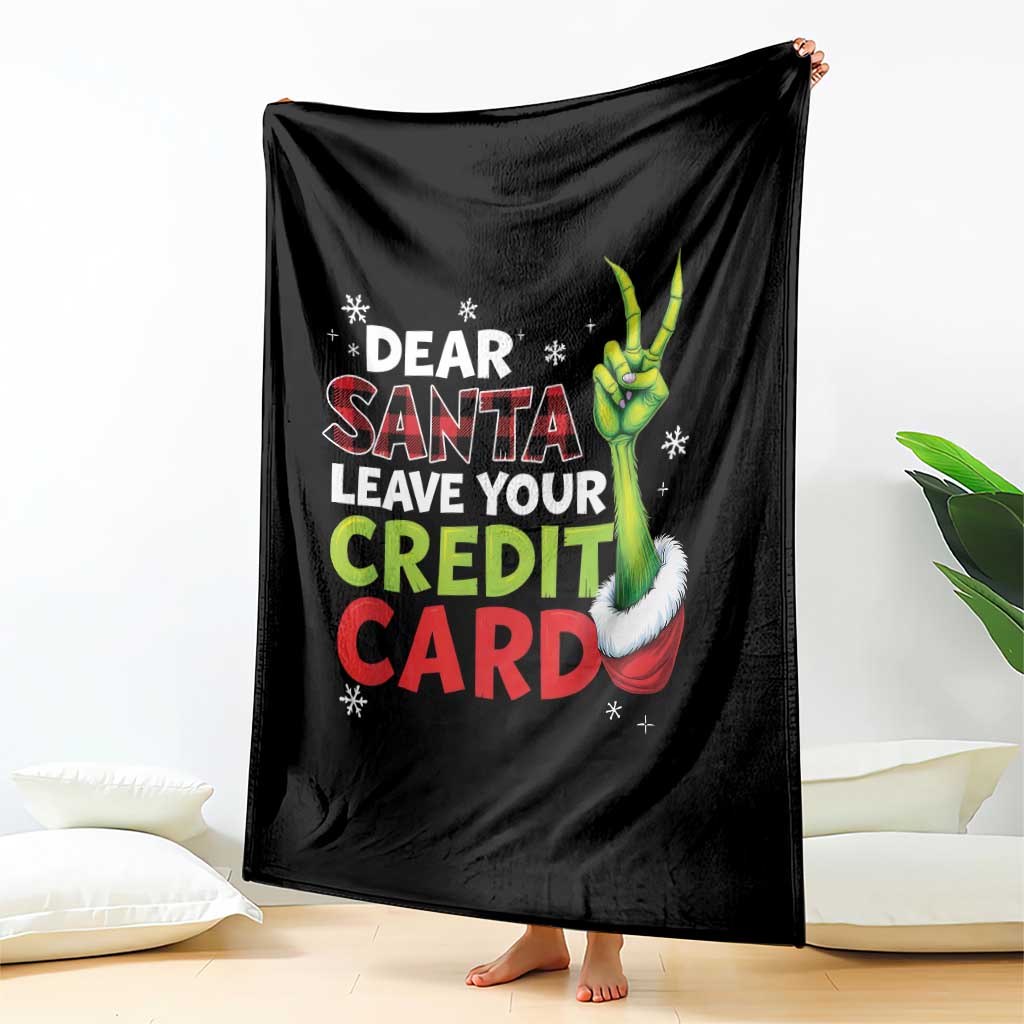 Funny Christmas Throw Blanket Dear Santa Leave Your Credit Card Red Plaid Pajamas - Wonder Print Shop