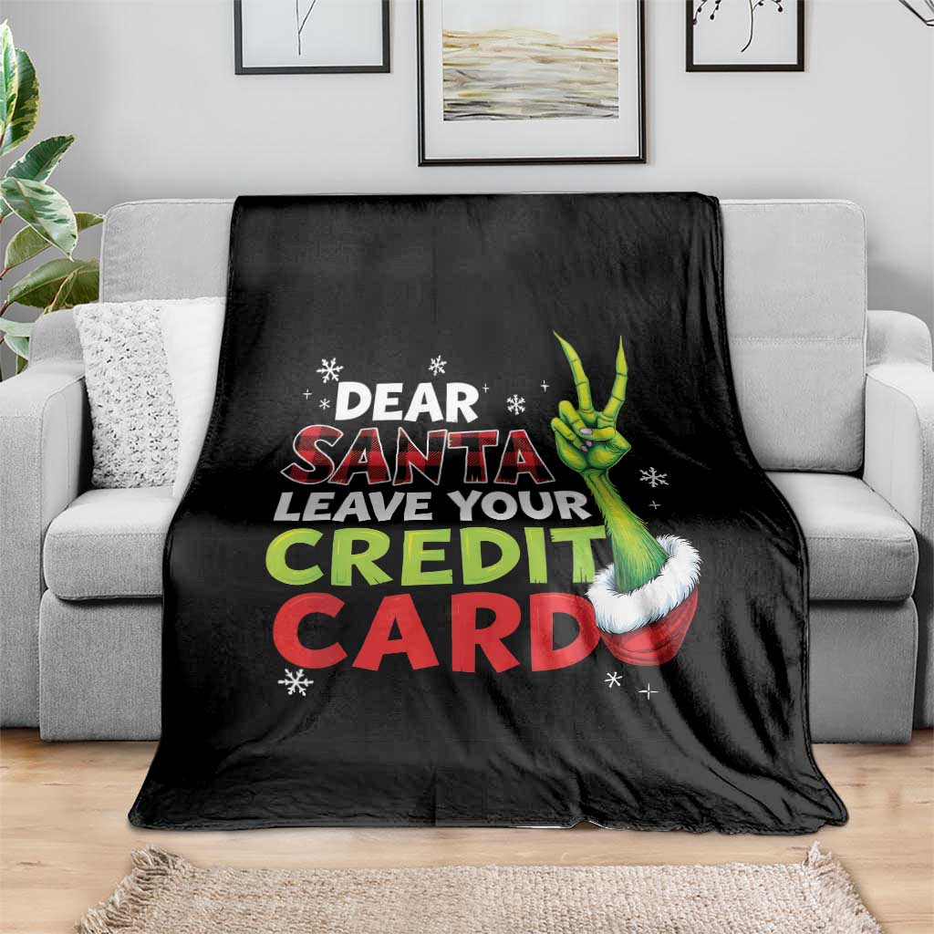 Funny Christmas Throw Blanket Dear Santa Leave Your Credit Card Red Plaid Pajamas - Wonder Print Shop