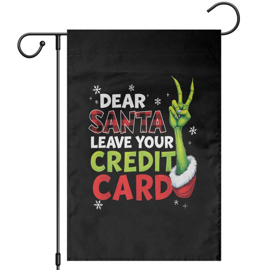 Funny Christmas Garden Flag Dear Santa Leave Your Credit Card Red Plaid Pajamas - Wonder Print Shop
