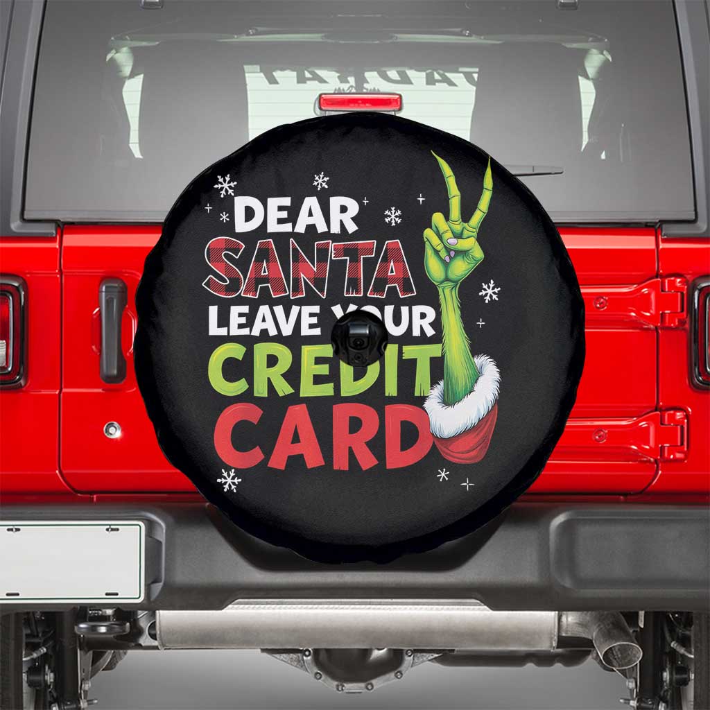 Funny Christmas Spare Tire Cover Dear Santa Leave Your Credit Card Red Plaid Pajamas - Wonder Print Shop