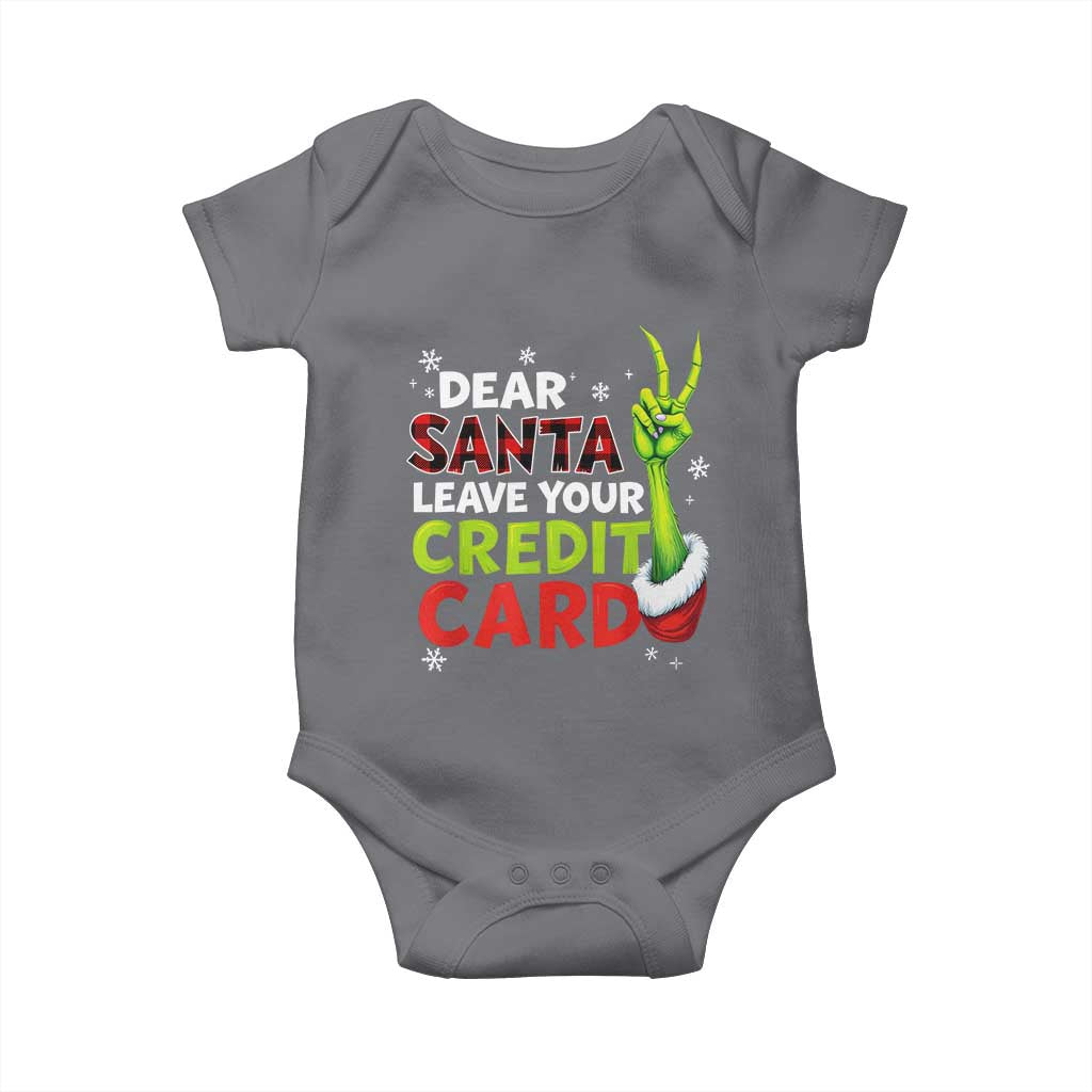 Funny Christmas Baby Onesie Dear Santa Leave Your Credit Card Red Plaid Pajamas - Wonder Print Shop