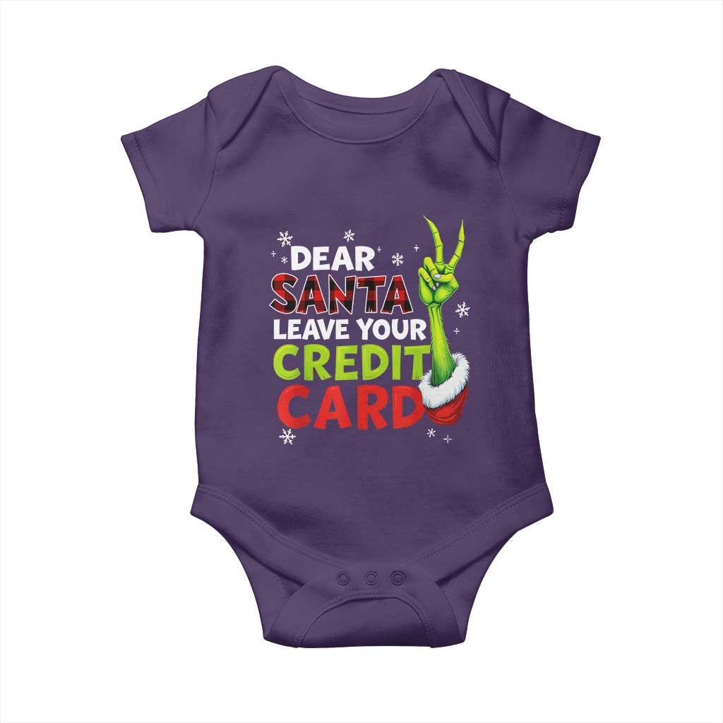 Funny Christmas Baby Onesie Dear Santa Leave Your Credit Card Red Plaid Pajamas - Wonder Print Shop