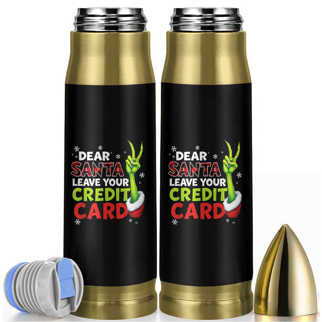 Funny Christmas Bullet Tumbler Dear Santa Leave Your Credit Card Red Plaid Pajamas - Wonder Print Shop