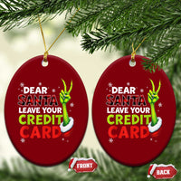 Funny Christmas Ceramic Ornament Dear Santa Leave Your Credit Card Red Plaid Pajamas - Wonder Print Shop