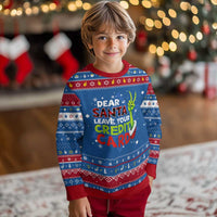 Funny Christmas Hanukkah Ugly Sweater Dear Santa Leave Your Credit Card Red Plaid Pajamas - Wonder Print Shop