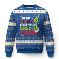 Funny Christmas Hanukkah Ugly Sweater Dear Santa Leave Your Credit Card Red Plaid Pajamas - Wonder Print Shop