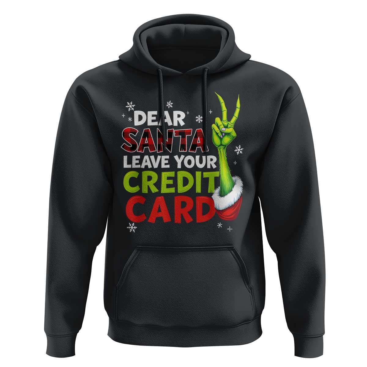 Funny Christmas Hoodie Dear Santa Leave Your Credit Card Red Plaid Pajamas - Wonder Print Shop