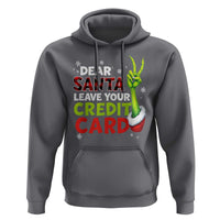 Funny Christmas Hoodie Dear Santa Leave Your Credit Card Red Plaid Pajamas - Wonder Print Shop