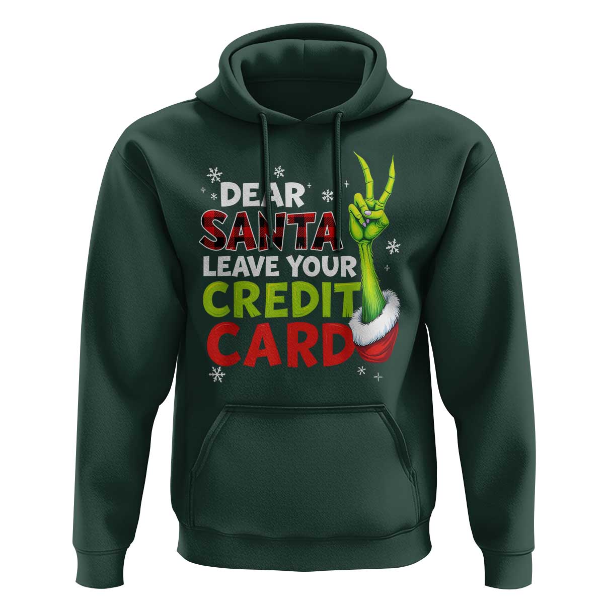 Funny Christmas Hoodie Dear Santa Leave Your Credit Card Red Plaid Pajamas - Wonder Print Shop