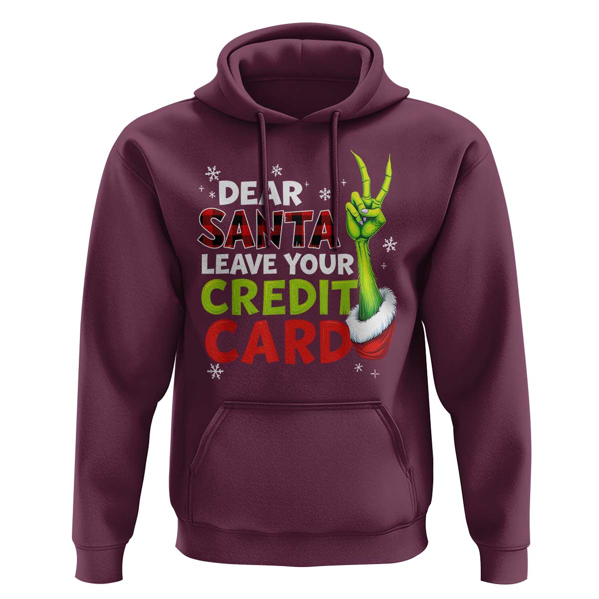 Funny Christmas Hoodie Dear Santa Leave Your Credit Card Red Plaid Pajamas - Wonder Print Shop
