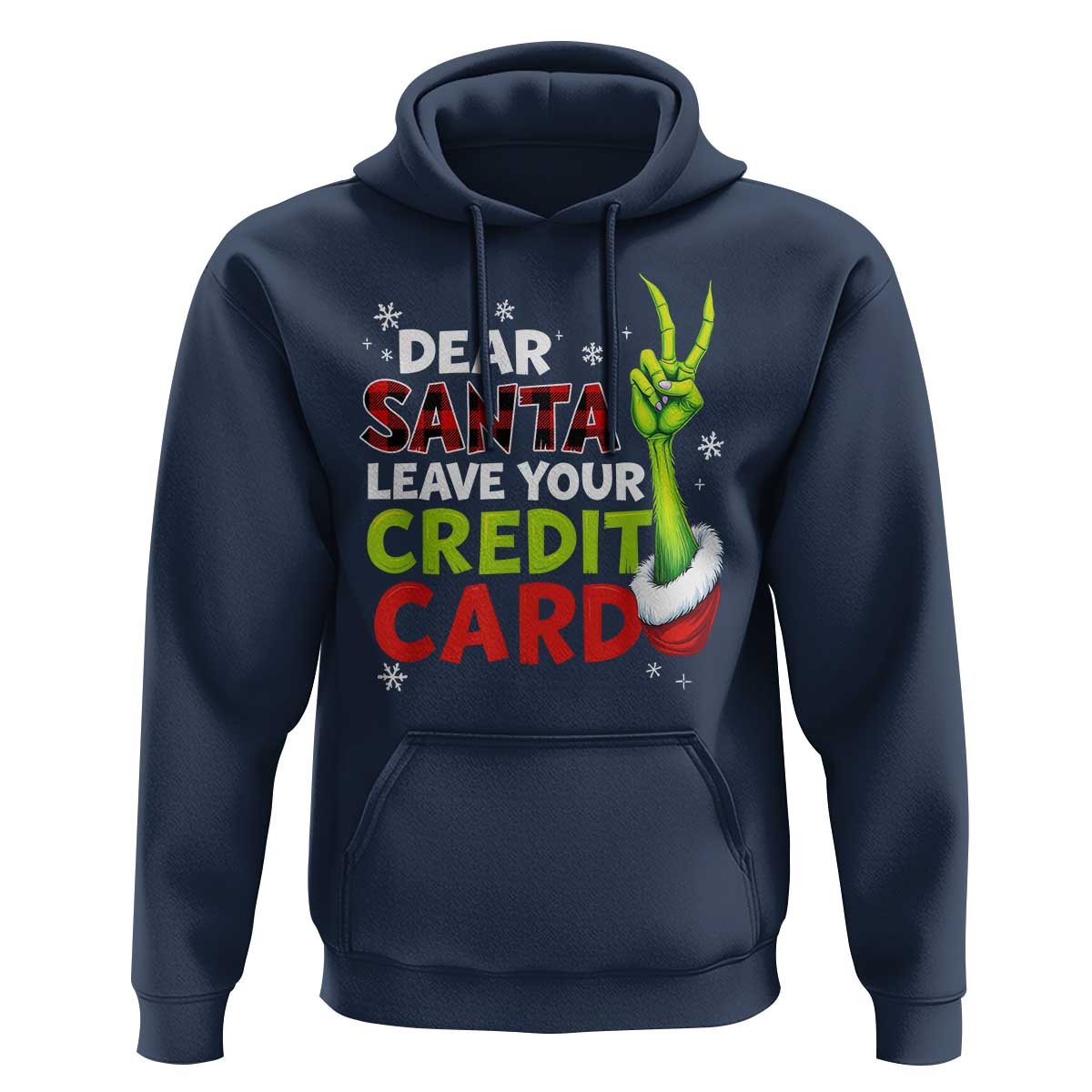 Funny Christmas Hoodie Dear Santa Leave Your Credit Card Red Plaid Pajamas - Wonder Print Shop