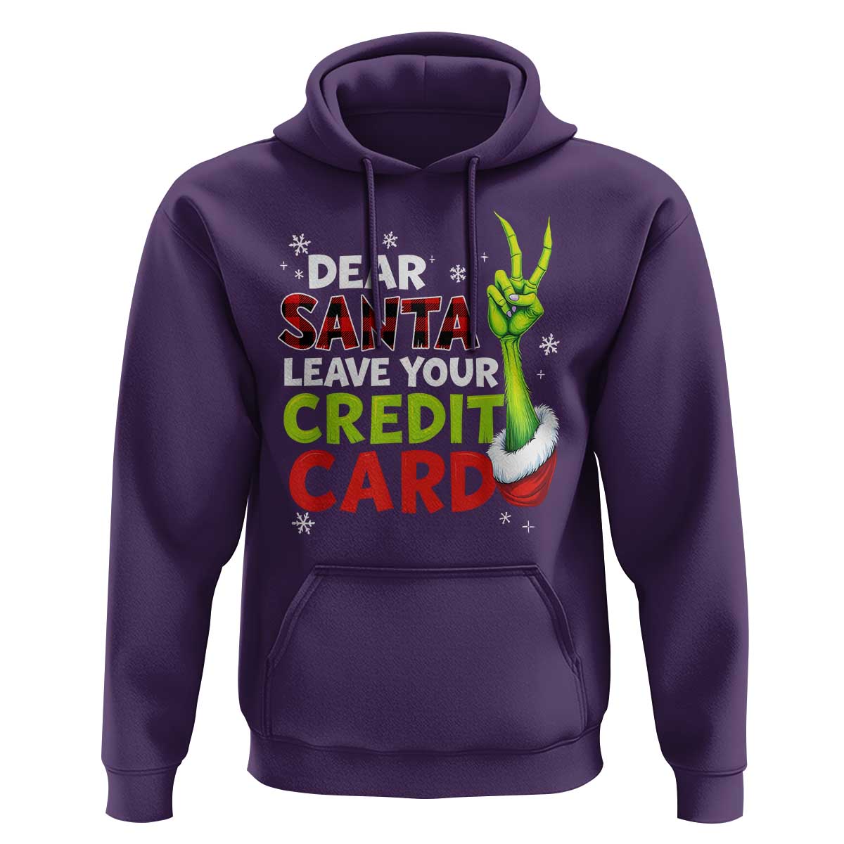 Funny Christmas Hoodie Dear Santa Leave Your Credit Card Red Plaid Pajamas - Wonder Print Shop