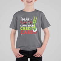 Funny Christmas T Shirt For Kid Dear Santa Leave Your Credit Card Red Plaid Pajamas - Wonder Print Shop