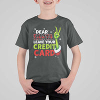Funny Christmas T Shirt For Kid Dear Santa Leave Your Credit Card Red Plaid Pajamas - Wonder Print Shop