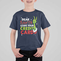 Funny Christmas T Shirt For Kid Dear Santa Leave Your Credit Card Red Plaid Pajamas - Wonder Print Shop