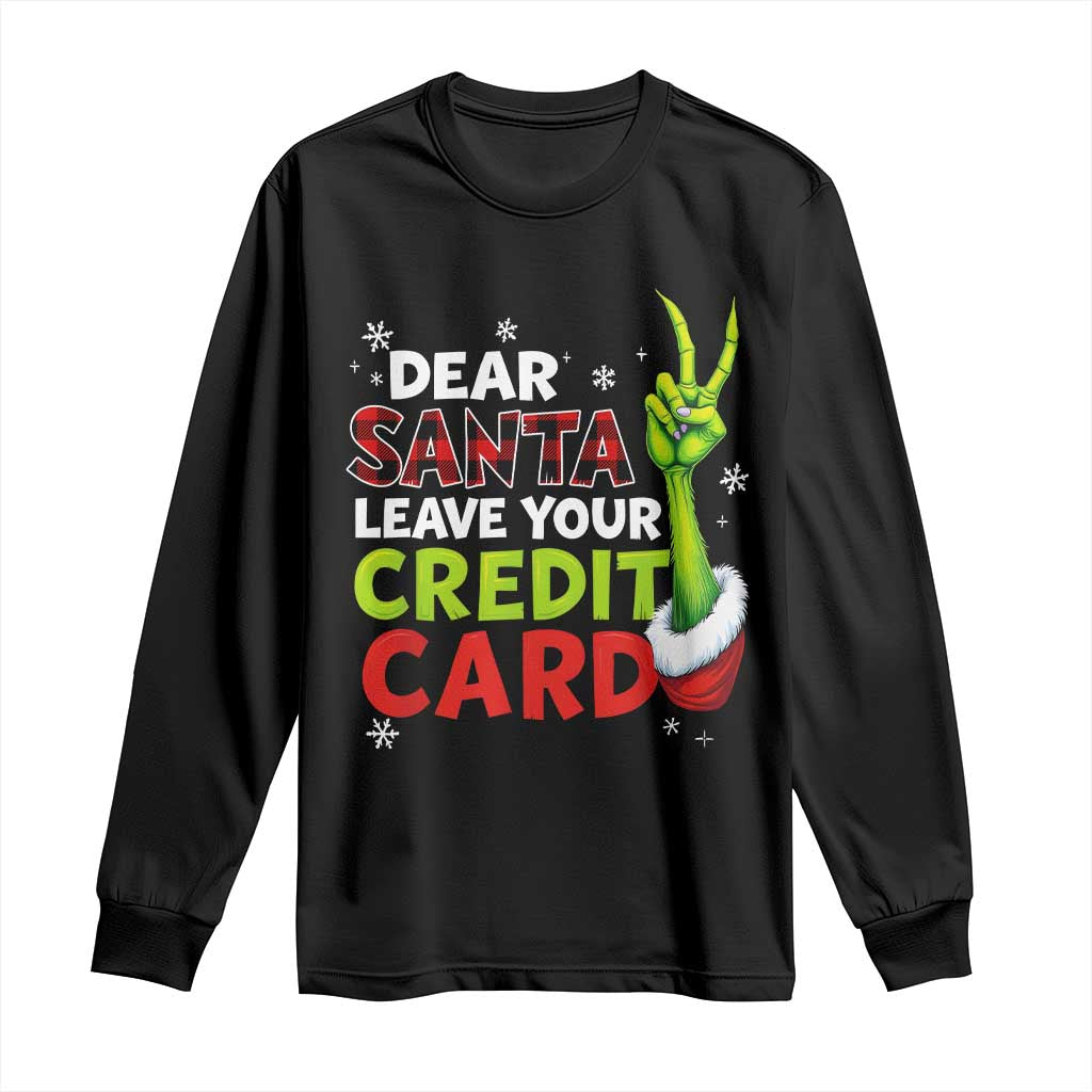 Funny Christmas Long Sleeve Shirt Dear Santa Leave Your Credit Card Red Plaid Pajamas - Wonder Print Shop